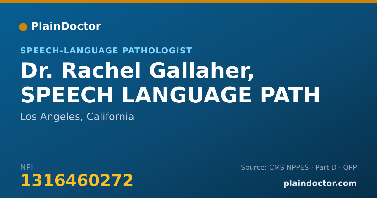 Shareable card for Rachel Gallaher, SPEECH LANGUAGE PATH - Speech-Language Pathologist, Los Angeles, CA