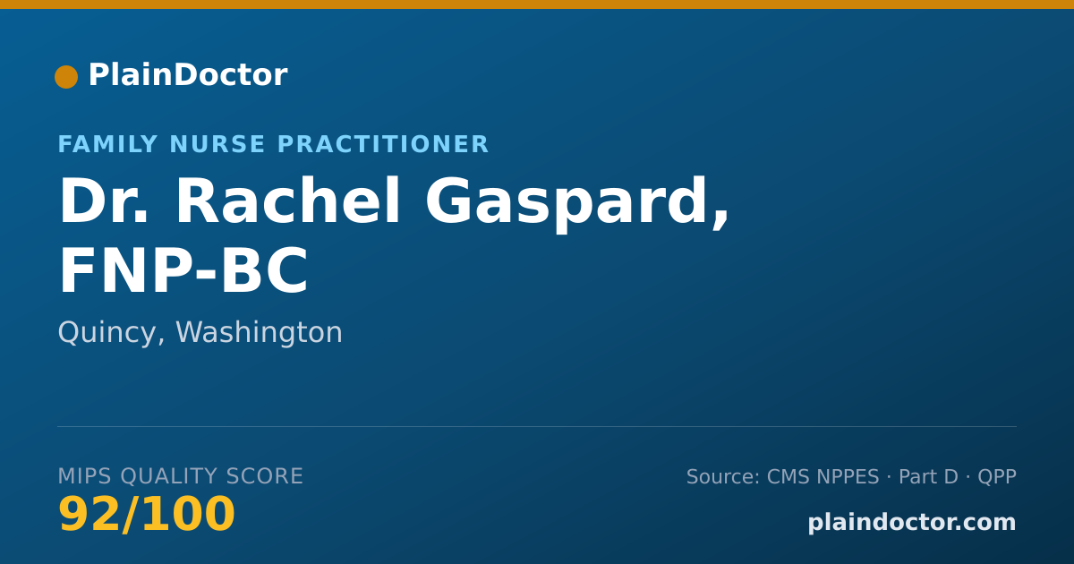 Shareable card for Rachel Gaspard, FNP-BC - Family Nurse Practitioner, Quincy, WA