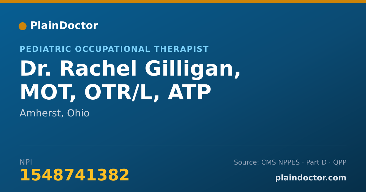 Shareable card for Rachel Gilligan, MOT, OTR/L, ATP - Pediatric Occupational Therapist, Amherst, OH