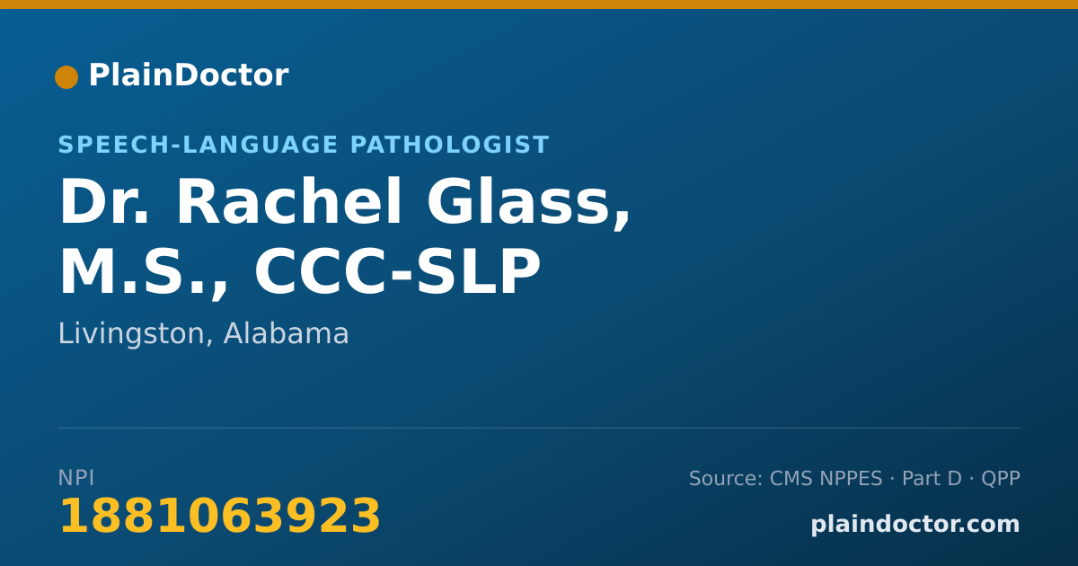 Shareable card for Rachel Glass, M.S., CCC-SLP - Speech-Language Pathologist, Livingston, AL