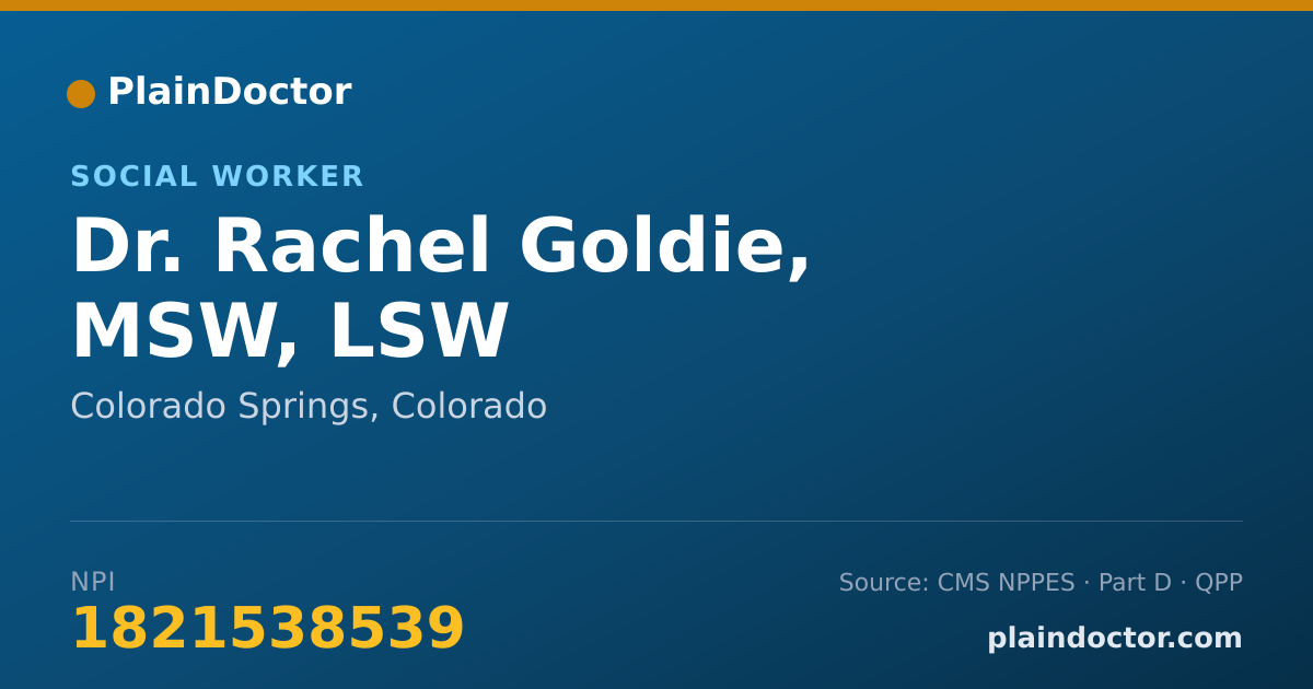 Shareable card for Rachel Goldie, MSW, LSW - Social Worker, Colorado Springs, CO