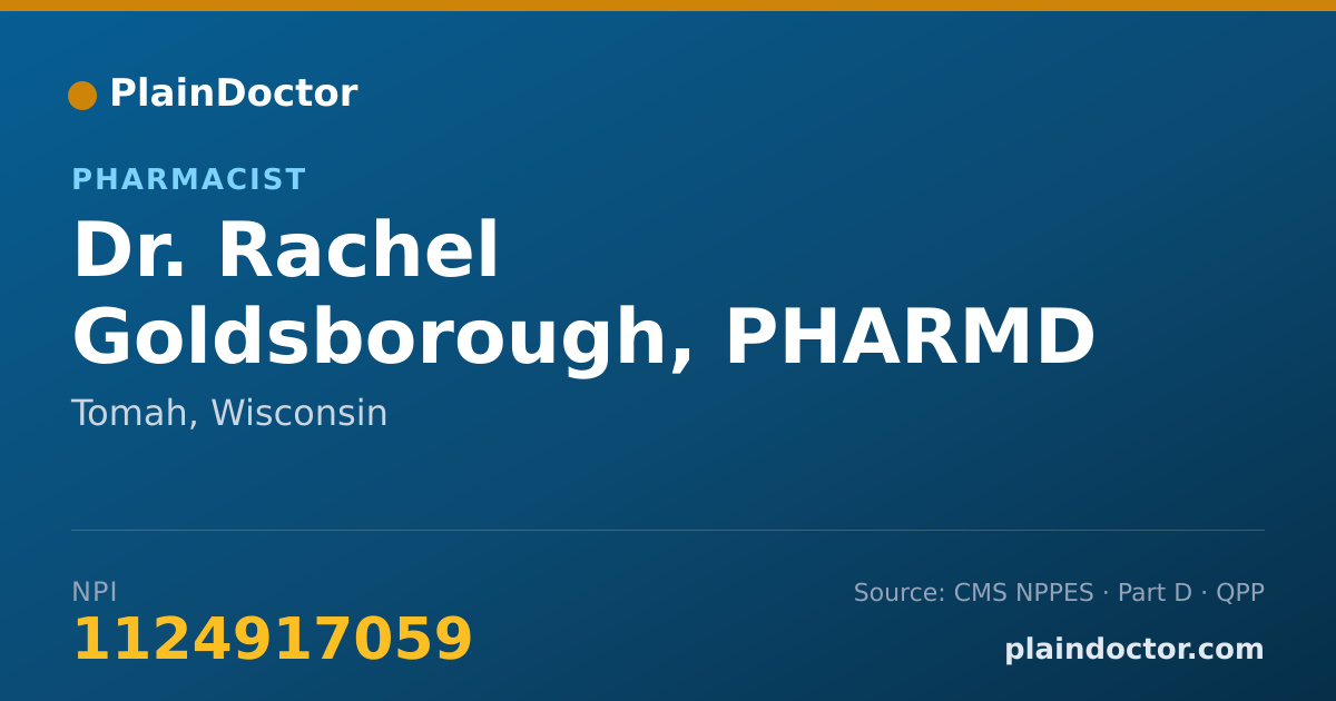 Shareable card for Rachel Goldsborough, PHARMD - Pharmacist, Tomah, WI