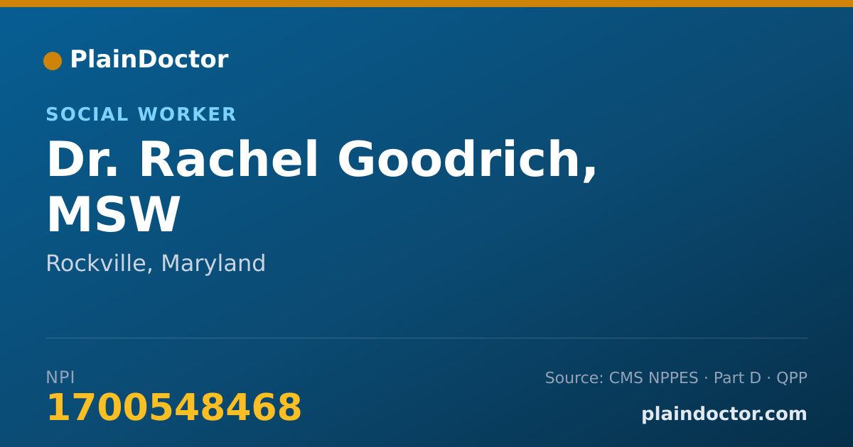 Shareable card for Rachel Goodrich, MSW - Social Worker, Rockville, MD