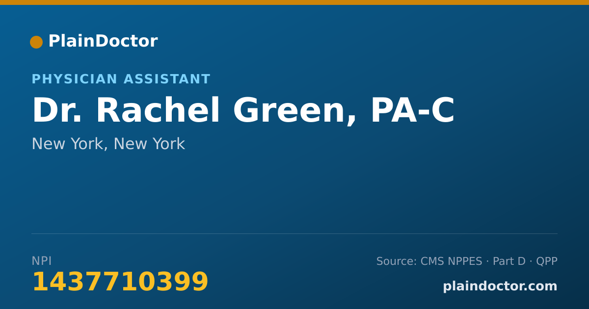 Shareable card for Rachel Green, PA-C - Physician Assistant, New York, NY