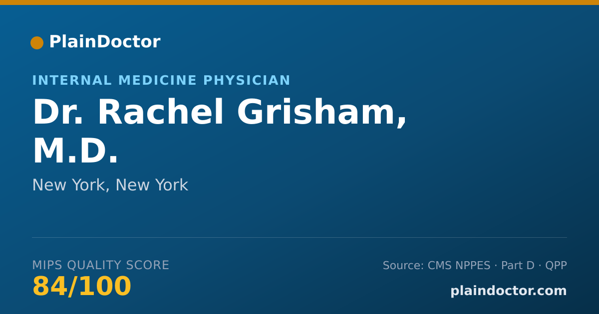 Shareable card for Rachel Grisham, M.D. - Internal Medicine Physician, New York, NY