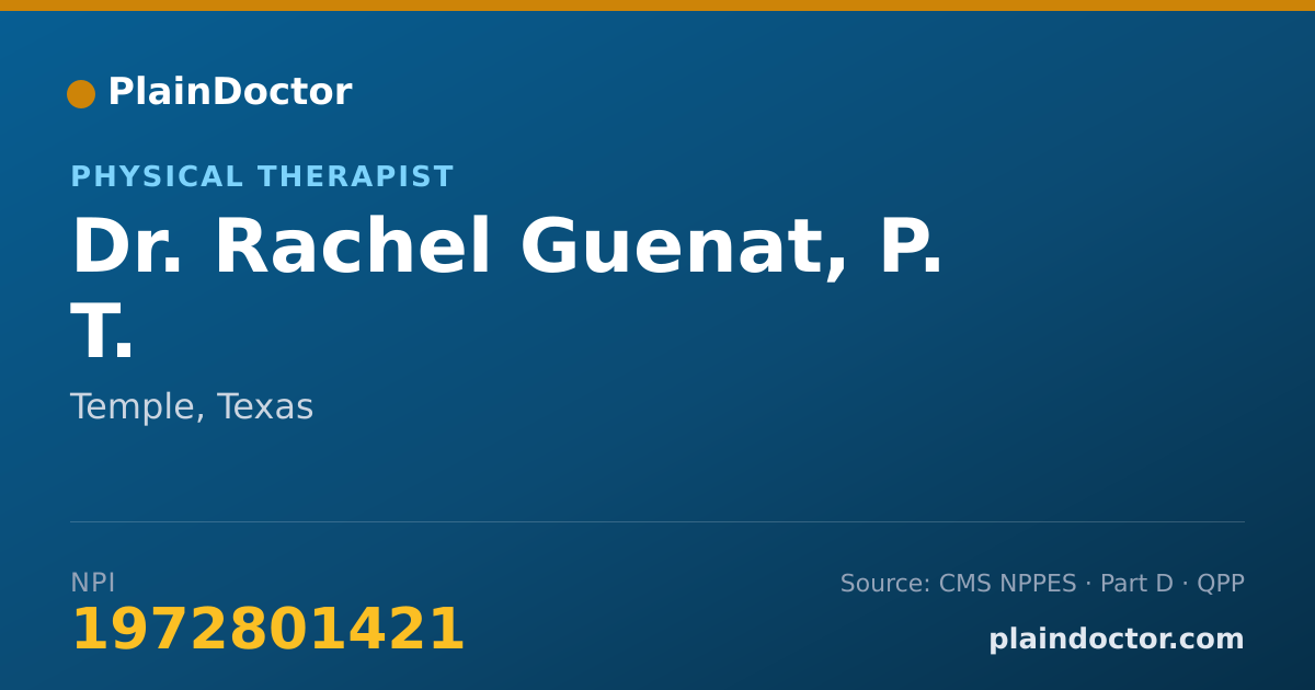 Shareable card for Rachel Guenat, P. T. - Physical Therapist, Temple, TX
