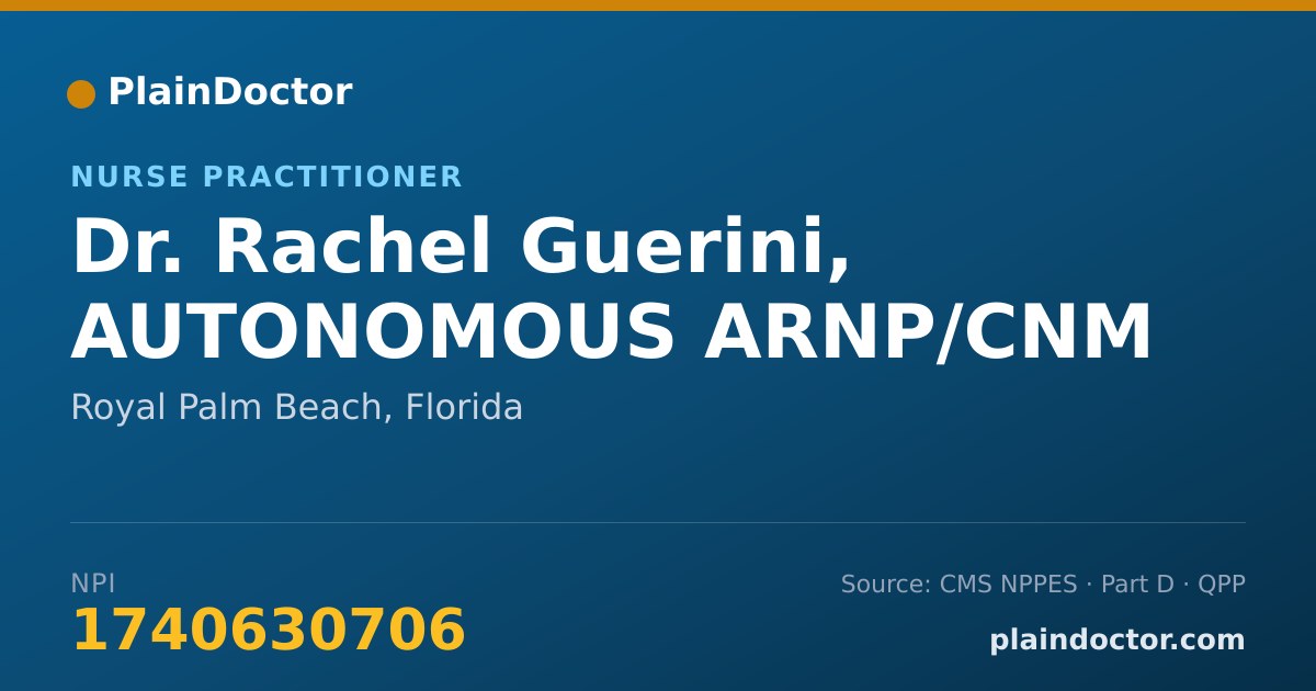 Shareable card for Rachel Guerini, AUTONOMOUS ARNP/CNM - Nurse Practitioner, Royal Palm Beach, FL
