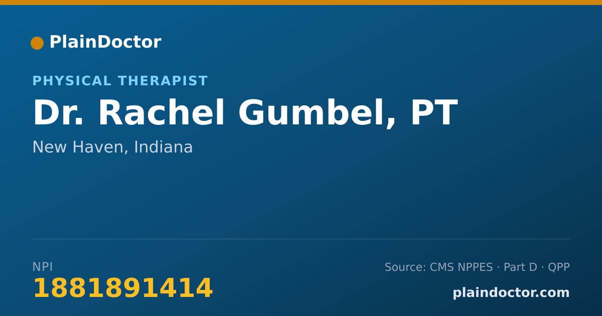 Shareable card for Rachel Gumbel, PT - Physical Therapist, New Haven, IN