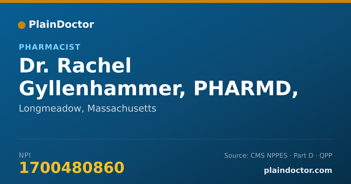 Shareable card for Rachel Gyllenhammer, PHARMD, RPH - Pharmacist, Longmeadow, MA
