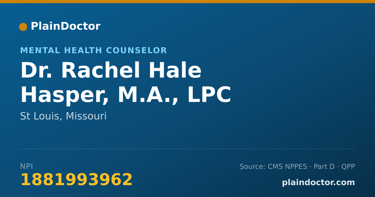 Shareable card for Rachel Hale Hasper, M.A., LPC - Mental Health Counselor, St Louis, MO