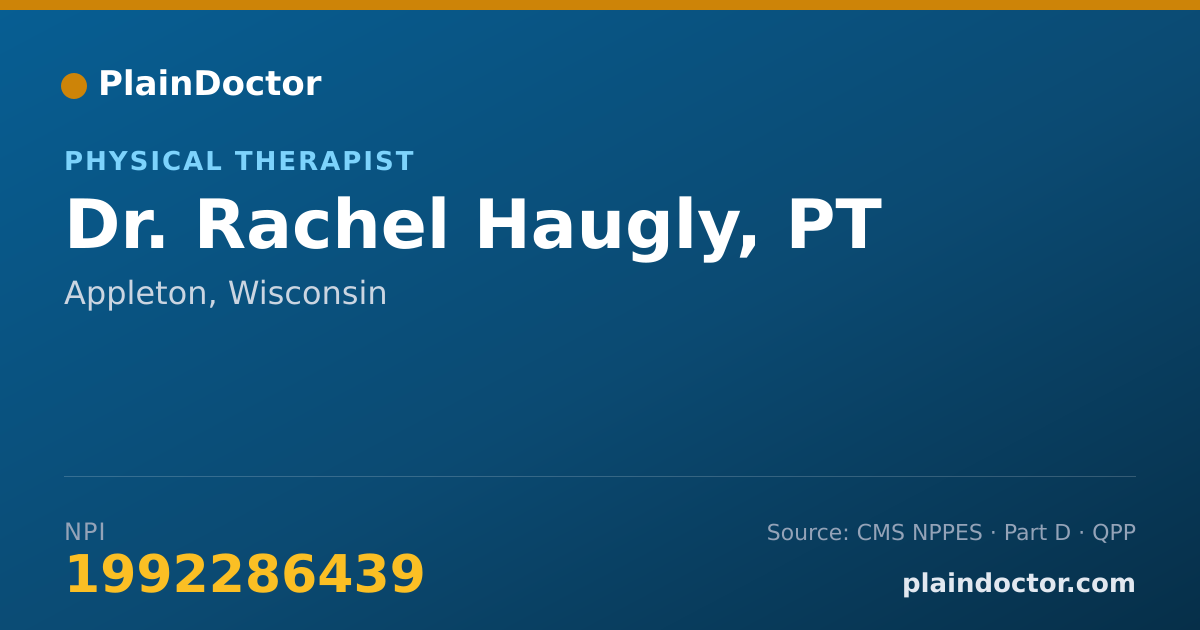 Shareable card for Rachel Haugly, PT - Physical Therapist, Appleton, WI