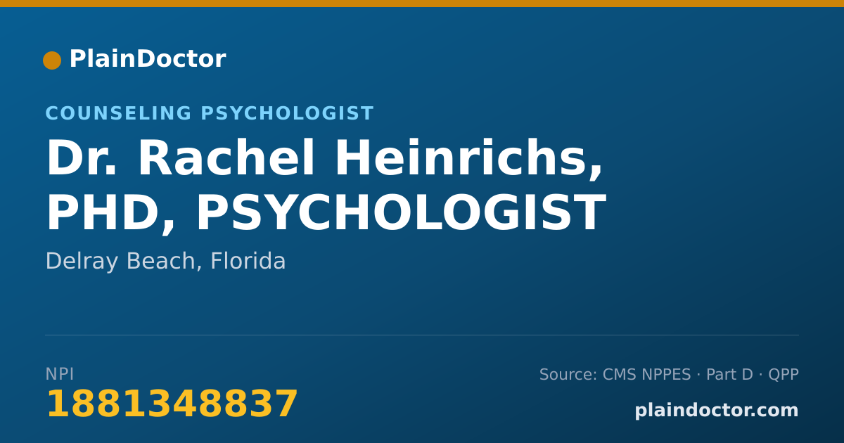 Shareable card for Rachel Heinrichs, PHD, PSYCHOLOGIST - Counseling Psychologist, Delray Beach, FL