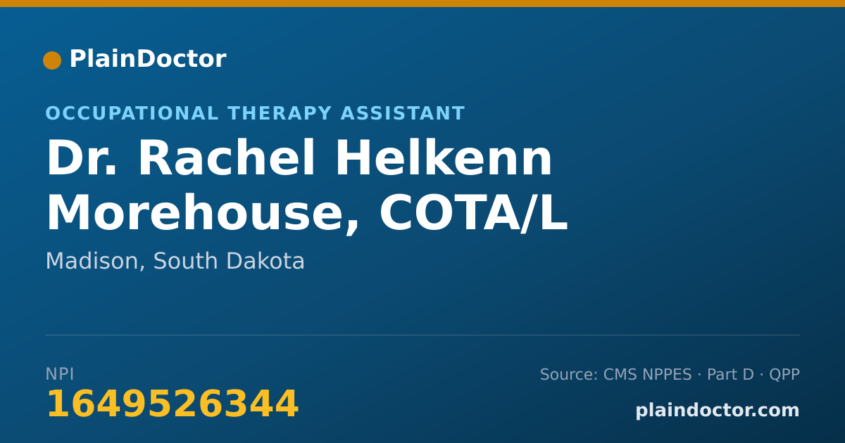 Shareable card for Rachel Helkenn Morehouse, COTA/L - Occupational Therapy Assistant, Madison, SD