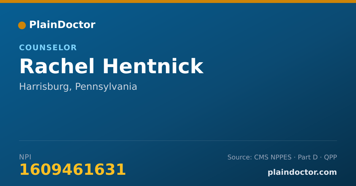 Shareable card for Rachel Hentnick - Counselor, Harrisburg, PA