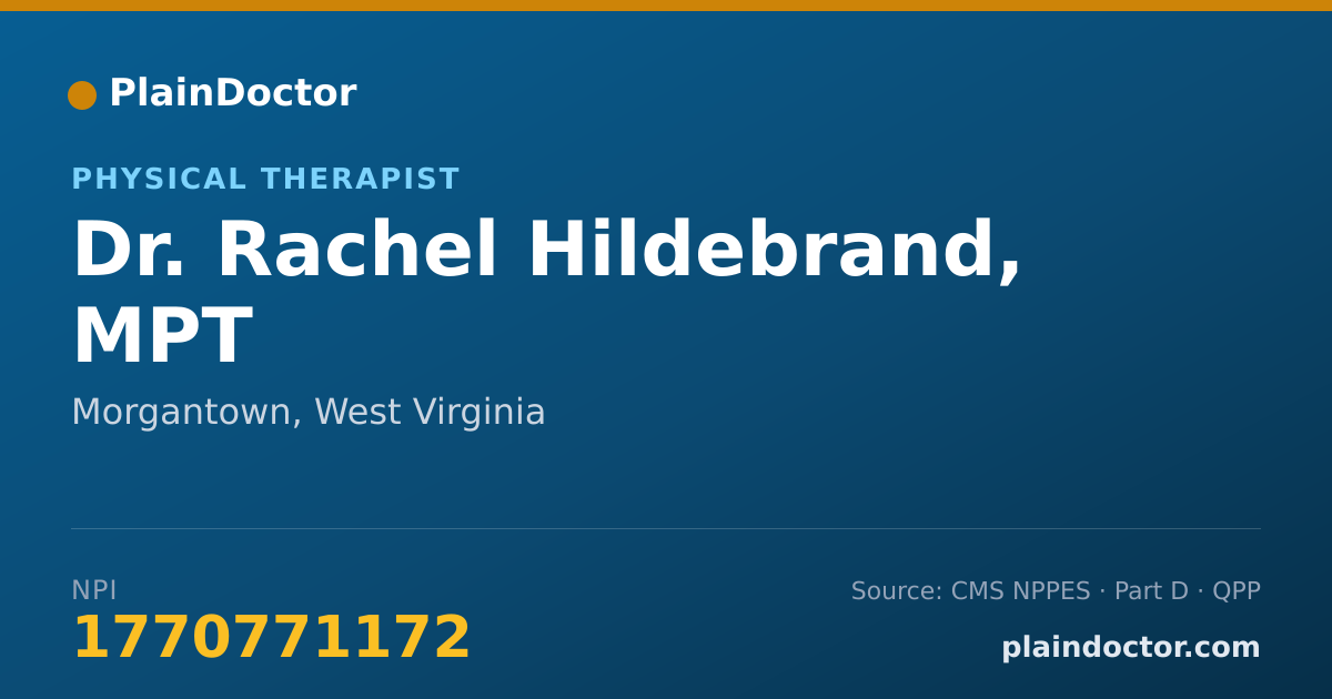 Shareable card for Rachel Hildebrand, MPT - Physical Therapist, Morgantown, WV