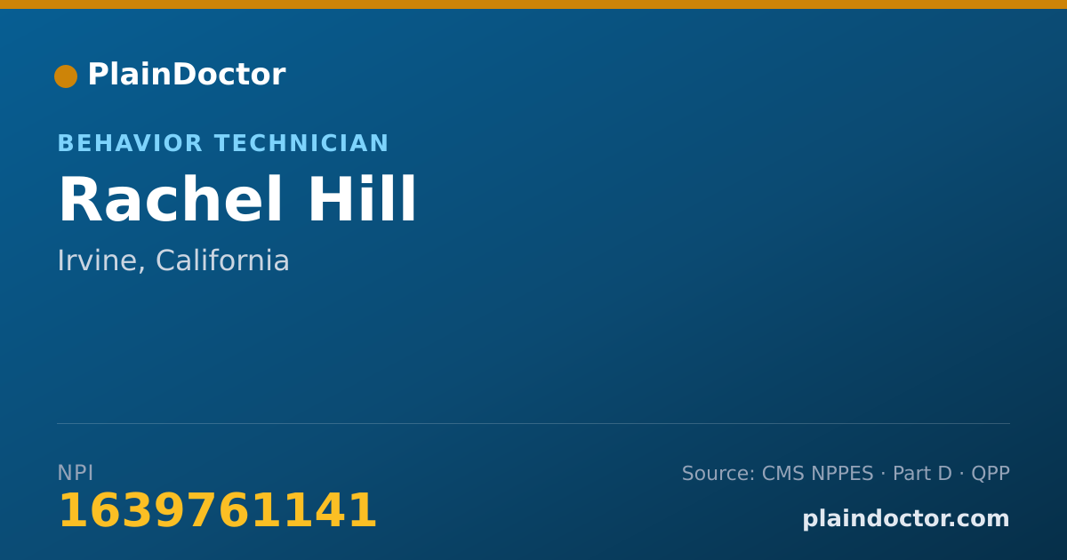Shareable card for Rachel Hill - Behavior Technician, Irvine, CA