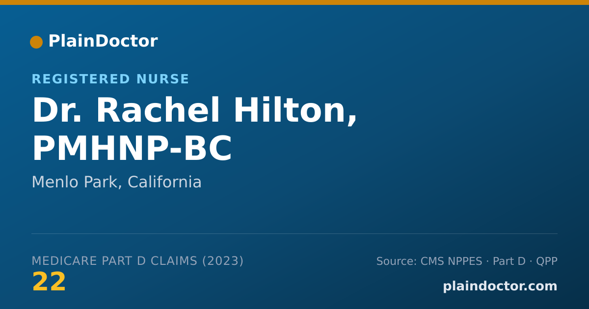 Shareable card for Rachel Hilton, PMHNP-BC - Registered Nurse, Menlo Park, CA
