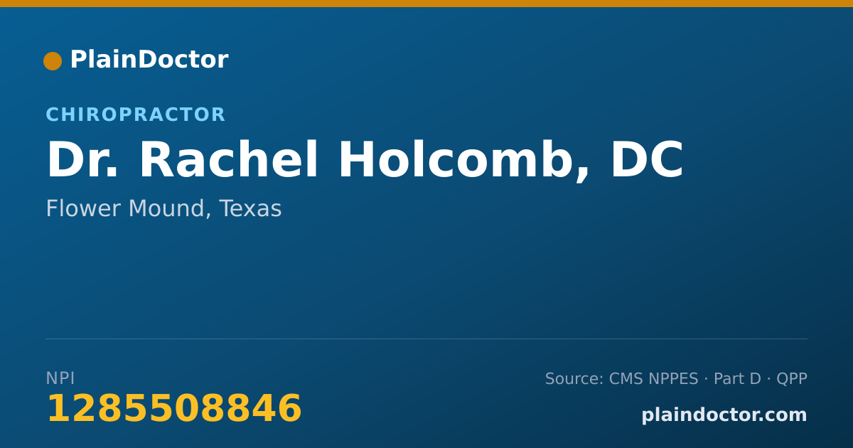 Shareable card for Rachel Holcomb, DC - Chiropractor, Flower Mound, TX