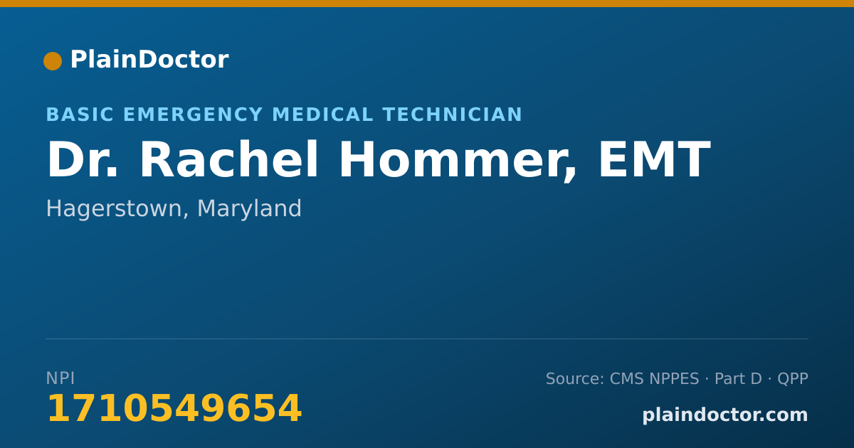 Shareable card for Rachel Hommer, EMT - Basic Emergency Medical Technician, Hagerstown, MD