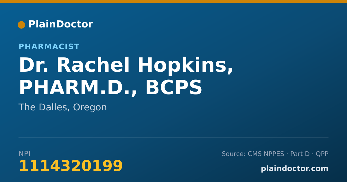Shareable card for Rachel Hopkins, PHARM.D., BCPS - Pharmacist, The Dalles, OR