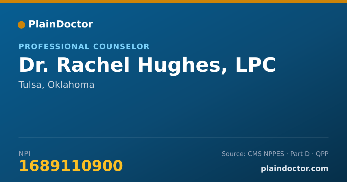 Shareable card for Rachel Hughes, LPC - Professional Counselor, Tulsa, OK