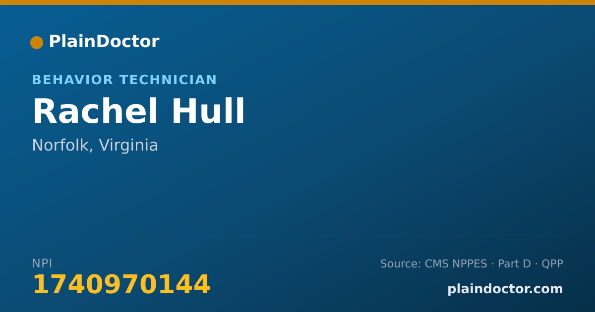 Shareable card for Rachel Hull - Behavior Technician, Norfolk, VA