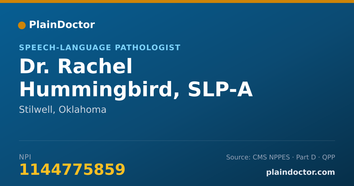 Shareable card for Rachel Hummingbird, SLP-A - Speech-Language Pathologist, Stilwell, OK