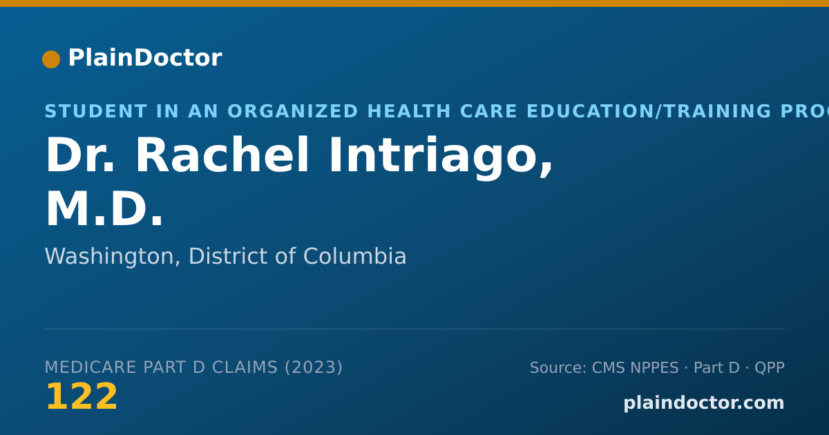 Shareable card for Rachel Intriago, M.D. - Student in an Organized Health Care Education/Training Program, Washington, DC