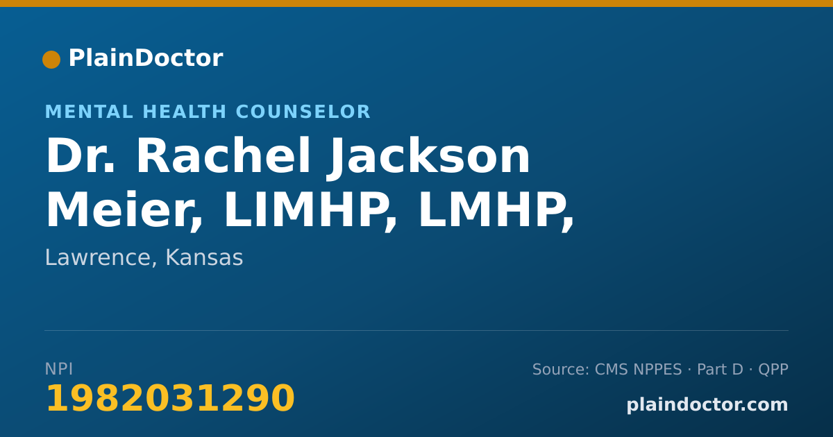 Shareable card for Rachel Jackson Meier, LIMHP, LMHP, LCPC - Mental Health Counselor, Lawrence, KS