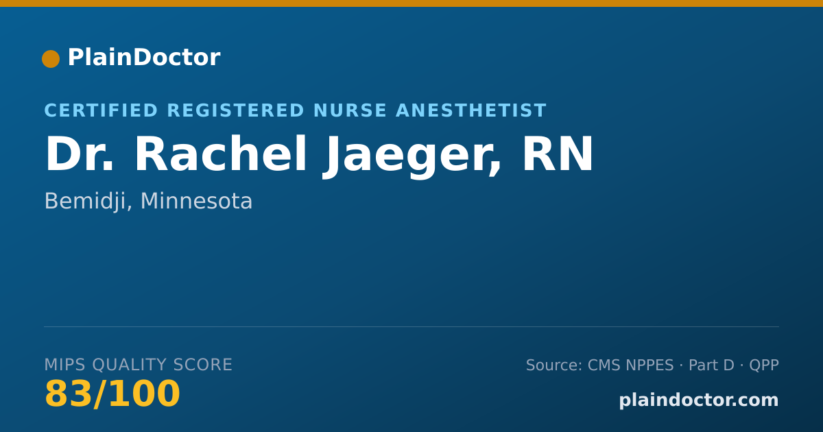 Shareable card for Rachel Jaeger, RN - Certified Registered Nurse Anesthetist, Bemidji, MN