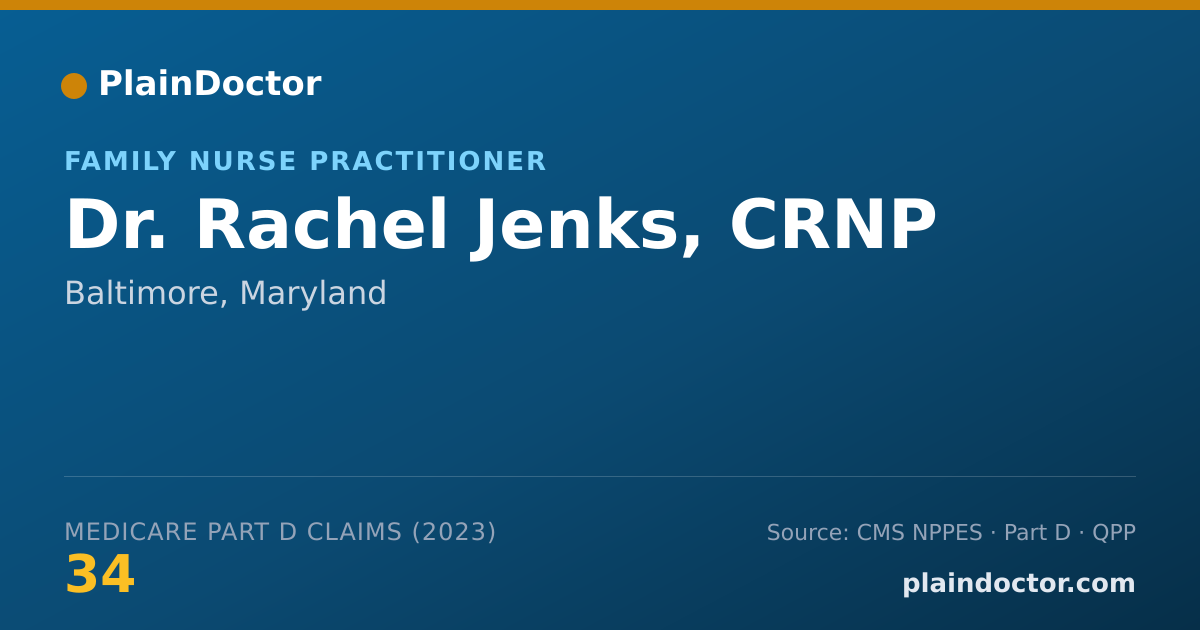 Shareable card for Rachel Jenks, CRNP - Family Nurse Practitioner, Baltimore, MD