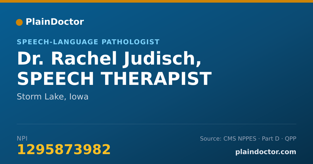 Shareable card for Rachel Judisch, SPEECH THERAPIST - Speech-Language Pathologist, Storm Lake, IA