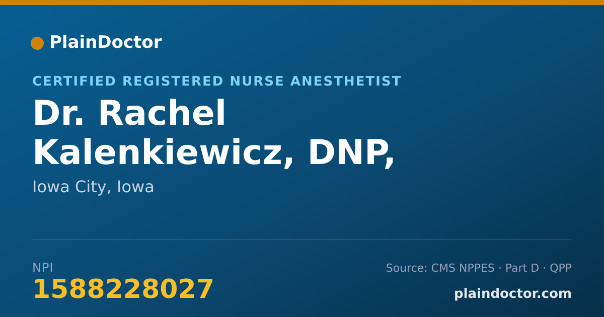 Shareable card for Rachel Kalenkiewicz, DNP, CRNA, ARNP - Certified Registered Nurse Anesthetist, Iowa City, IA