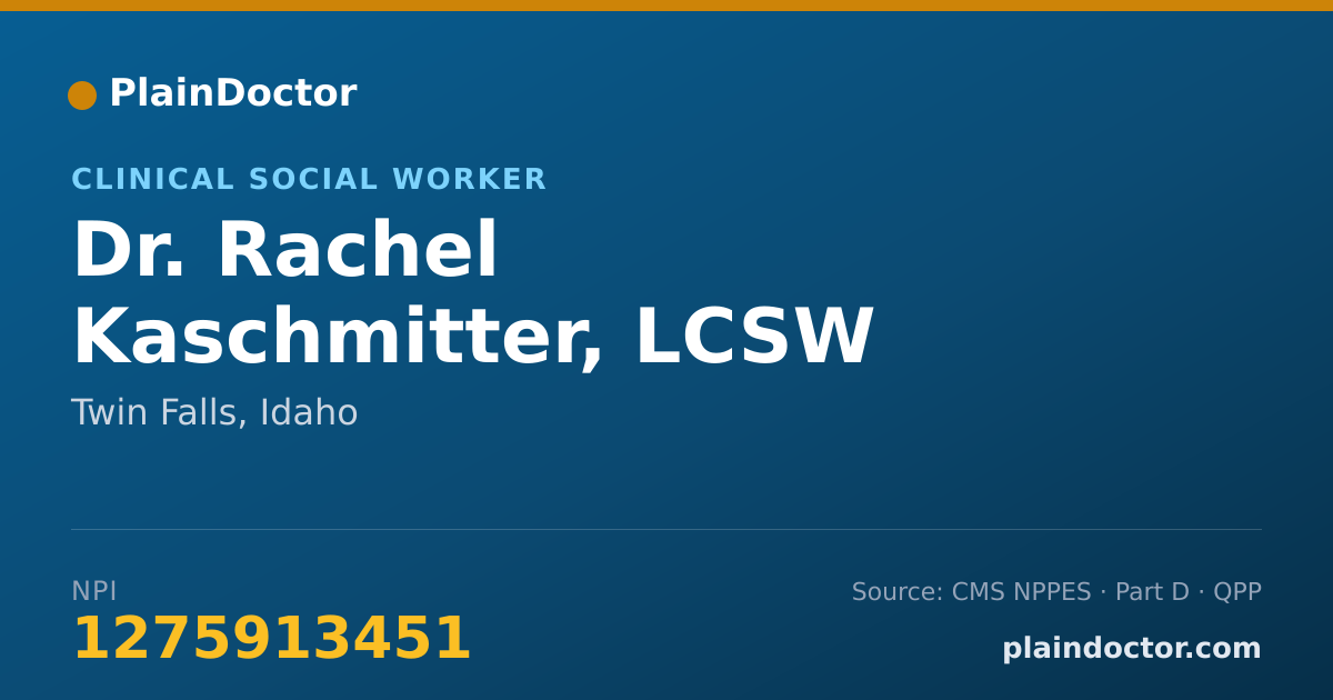 Shareable card for Rachel Kaschmitter, LCSW - Clinical Social Worker, Twin Falls, ID
