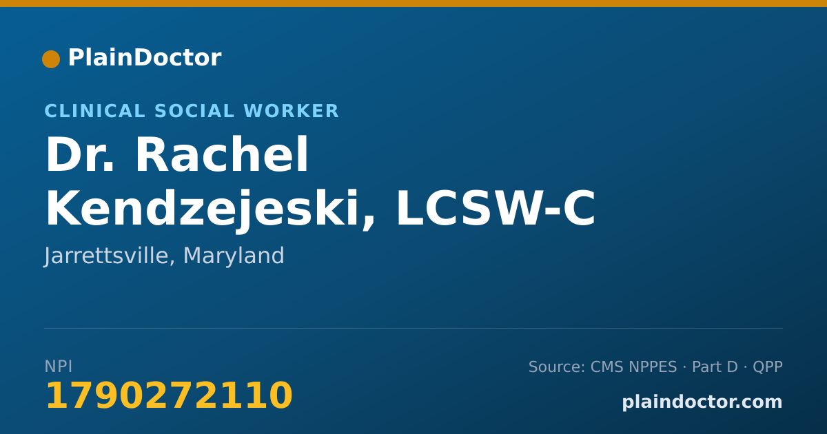 Shareable card for Rachel Kendzejeski, LCSW-C - Clinical Social Worker, Jarrettsville, MD