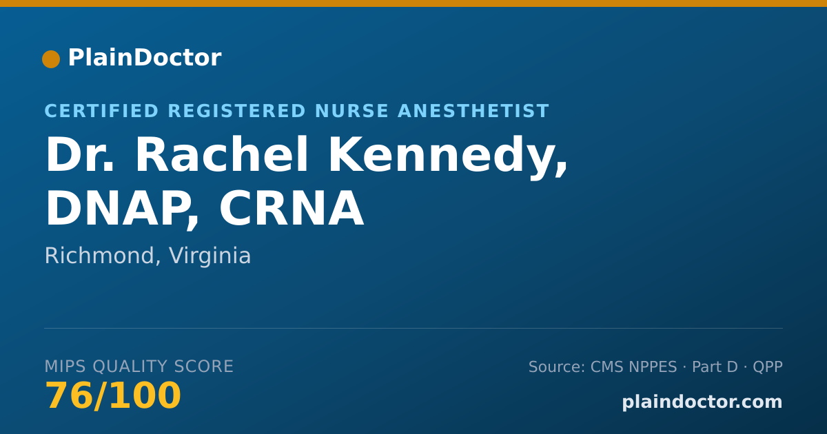 Shareable card for Rachel Kennedy, DNAP, CRNA - Certified Registered Nurse Anesthetist, Richmond, VA