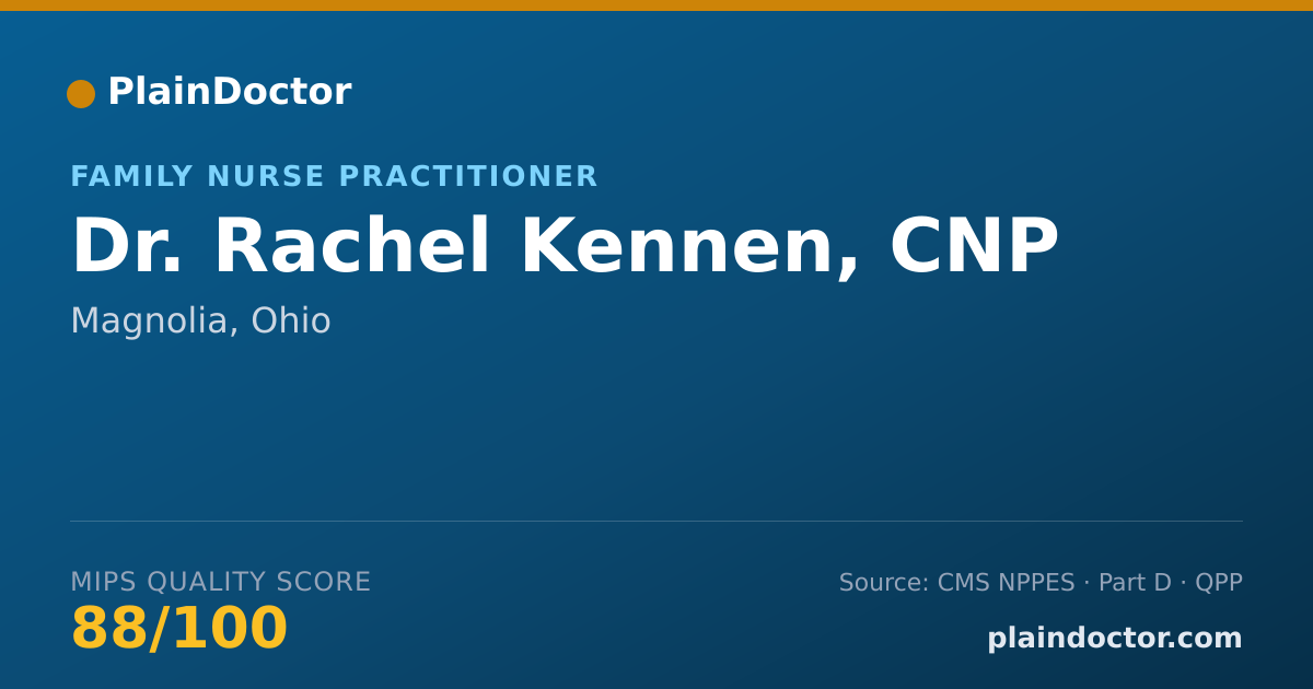 Shareable card for Rachel Kennen, CNP - Family Nurse Practitioner, Magnolia, OH