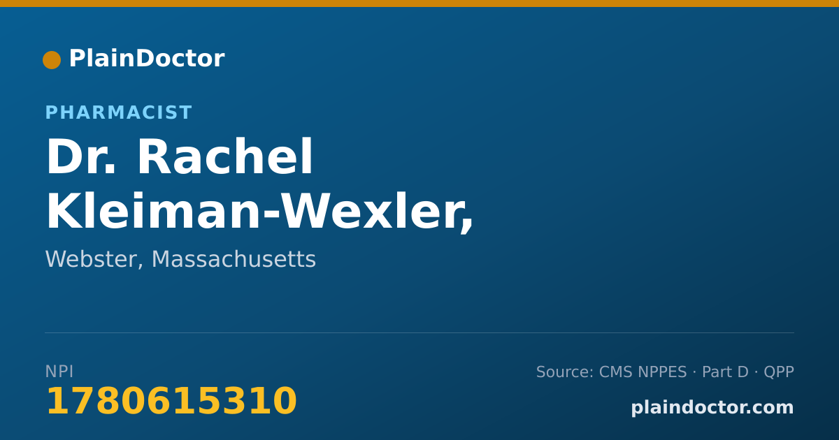 Shareable card for Rachel Kleiman-Wexler, PHARM.D. - Pharmacist, Webster, MA