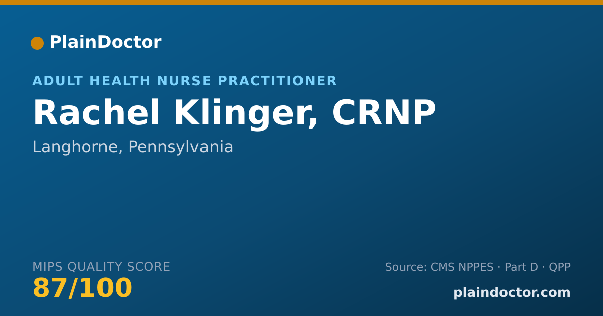 Shareable card for Rachel Klinger, CRNP - Adult Health Nurse Practitioner, Langhorne, PA
