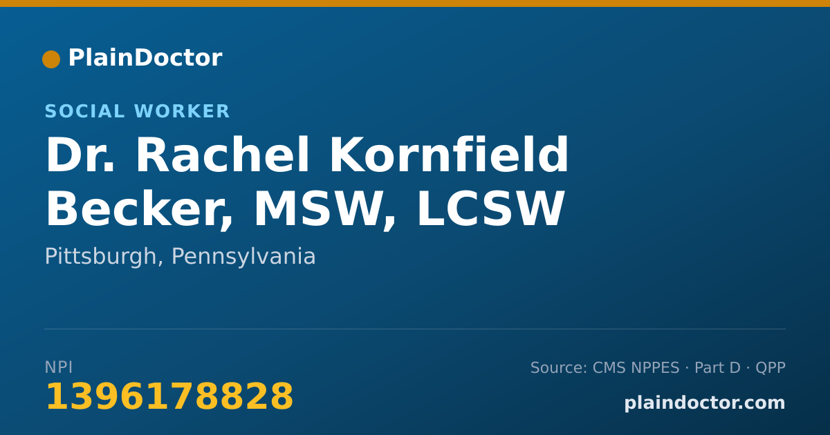 Shareable card for Rachel Kornfield Becker, MSW, LCSW - Social Worker, Pittsburgh, PA