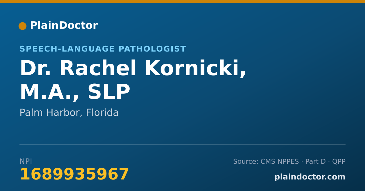 Shareable card for Rachel Kornicki, M.A., SLP - Speech-Language Pathologist, Palm Harbor, FL