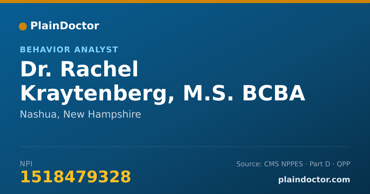 Shareable card for Rachel Kraytenberg, M.S. BCBA LABA - Behavior Analyst, Nashua, NH