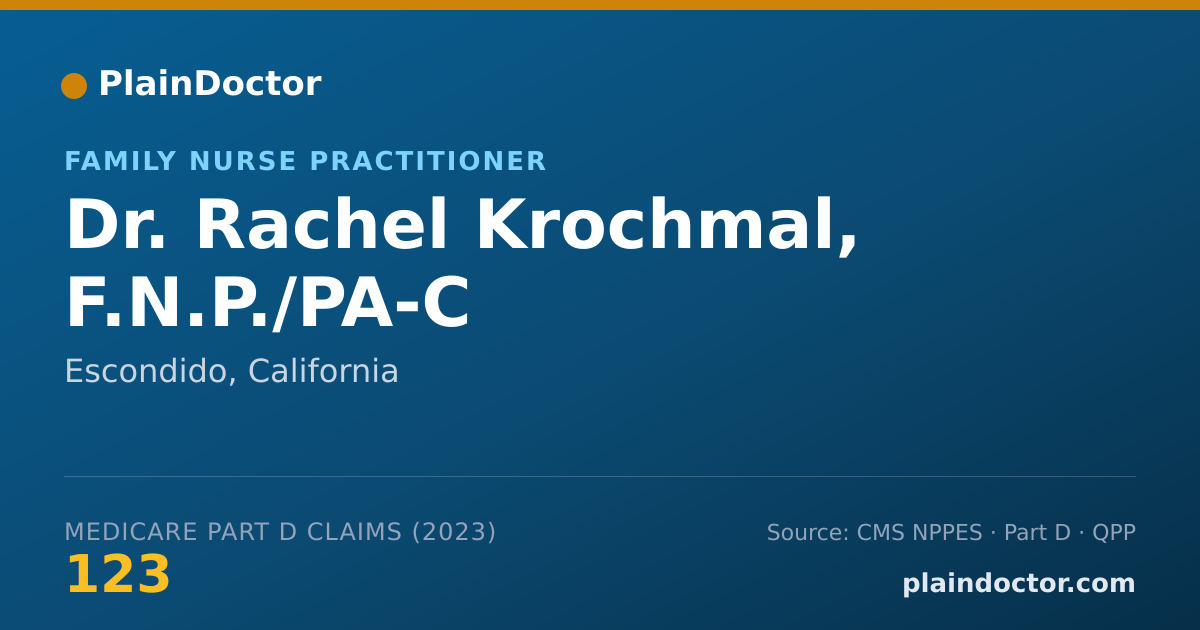 Shareable card for Rachel Krochmal, F.N.P./PA-C - Family Nurse Practitioner, Escondido, CA