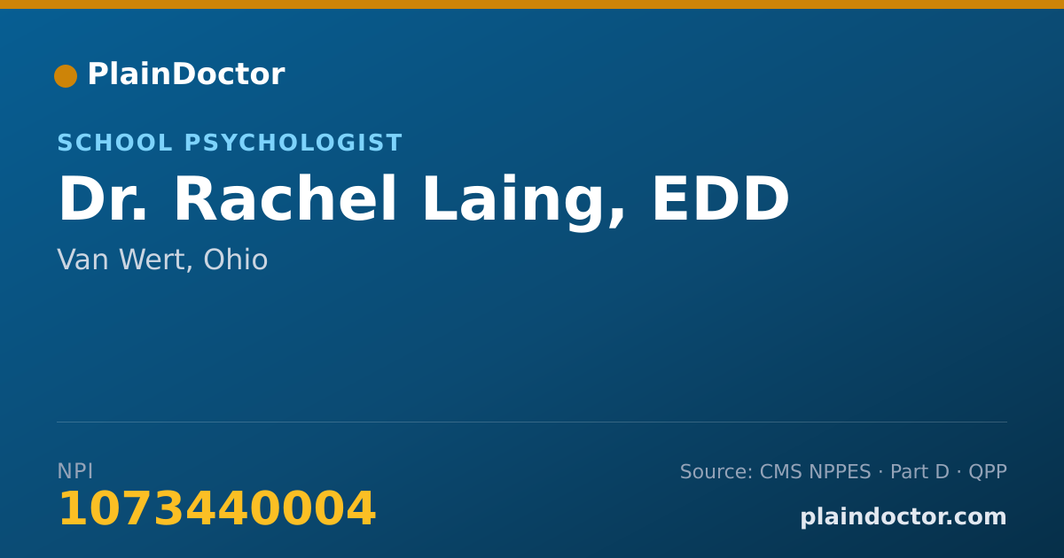 Shareable card for Rachel Laing, EDD - School Psychologist, Van Wert, OH