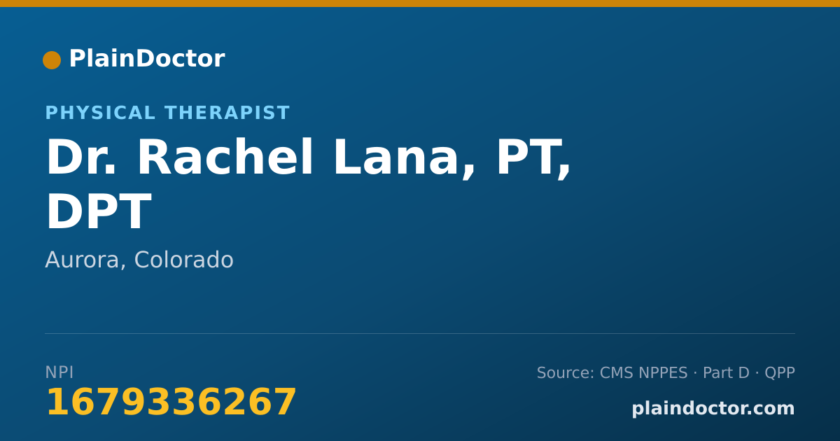 Shareable card for Rachel Lana, PT, DPT - Physical Therapist, Aurora, CO