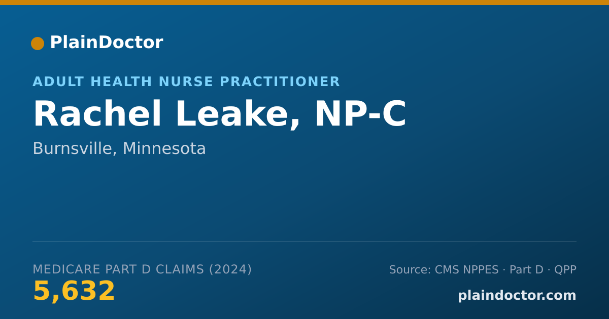Shareable card for Rachel Leake, NP-C - Adult Health Nurse Practitioner, Burnsville, MN