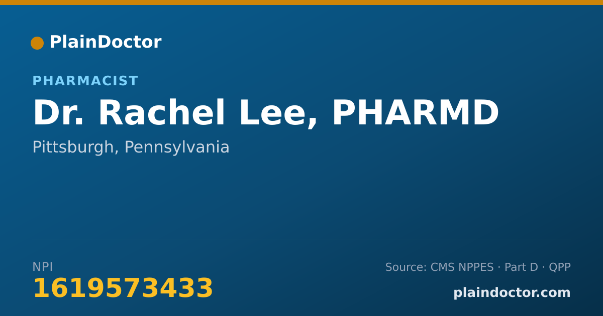 Shareable card for Rachel Lee, PHARMD - Pharmacist, Pittsburgh, PA