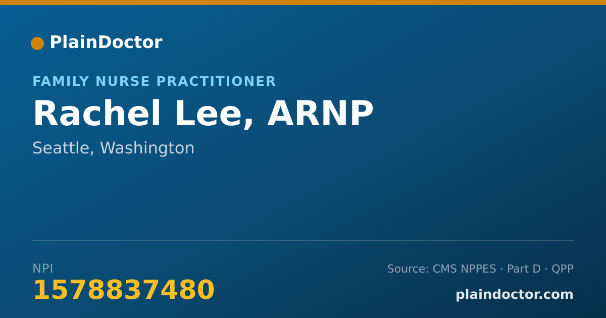 Shareable card for Rachel Lee, ARNP - Family Nurse Practitioner, Seattle, WA
