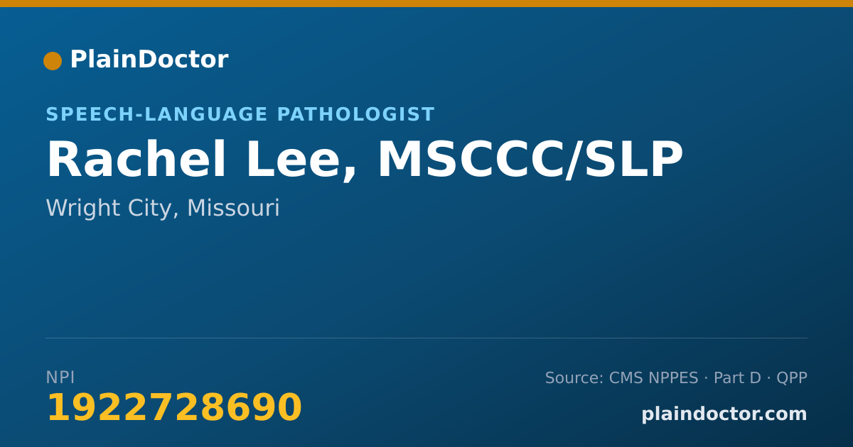 Shareable card for Rachel Lee, MSCCC/SLP - Speech-Language Pathologist, Wright City, MO