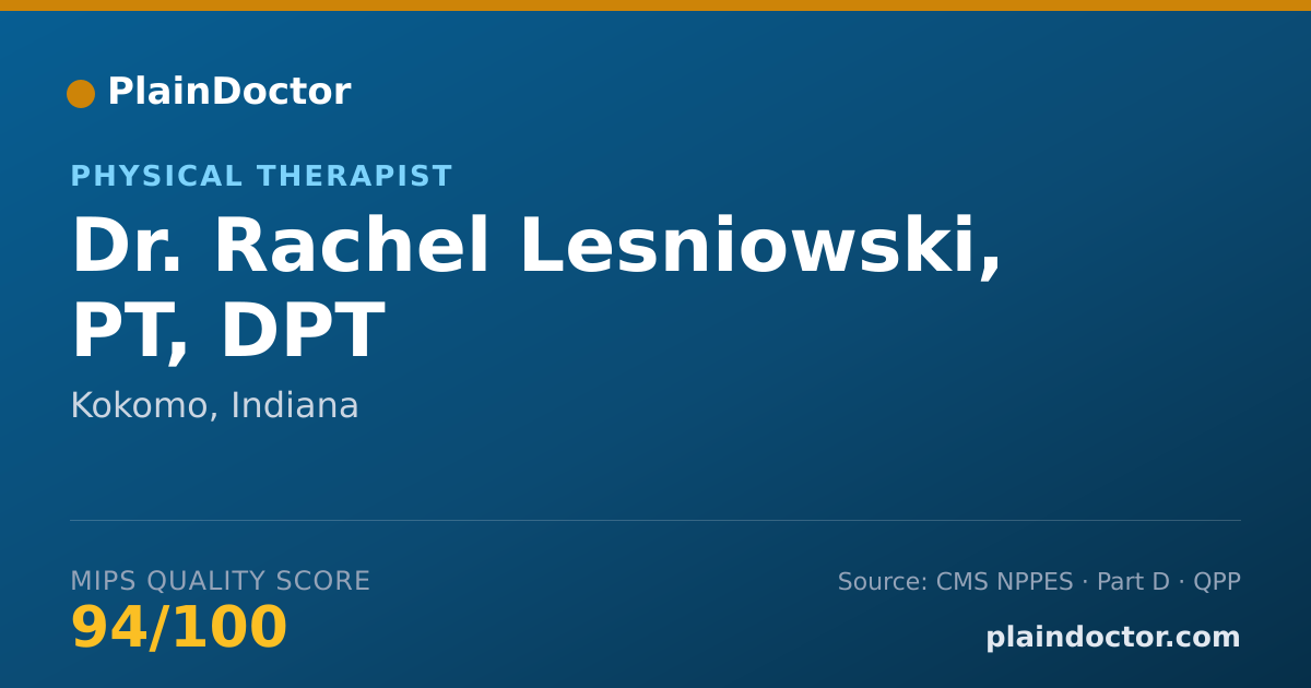Shareable card for Rachel Lesniowski, PT, DPT - Physical Therapist, Kokomo, IN